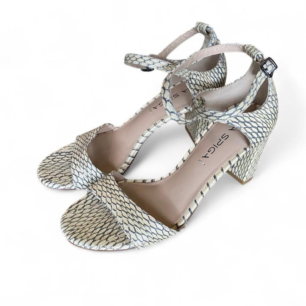 Via Spiga Snake Skin Heels with Ankle Strap